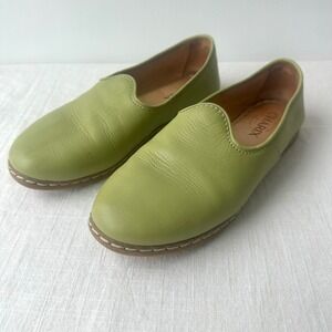 CHARIX pistachio Green Leather Slip On Loafer Flats Shoes Women Size‎ 38